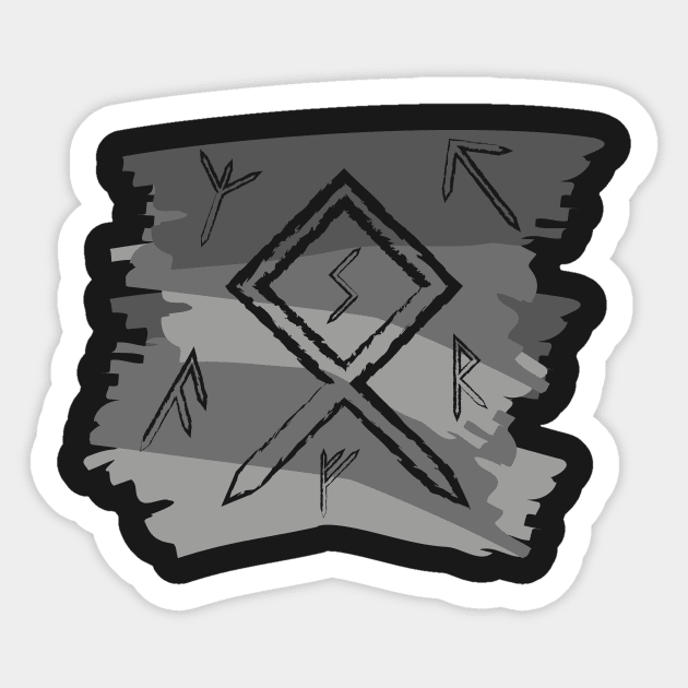 Grey Paint Runes Norse Mythology Asatru Sticker by vikki182@hotmail.co.uk